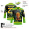 Custom Aurora Green Gold Black-White Foodie Funny Fries Hockey Lace Neck Jersey