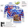 Custom White Red-Thunder Blue Foodie Funny Hamberger Fries Hockey Lace Neck Jersey