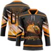 Custom Black Bay Orange-White Foodie Funny Tacos Hockey Lace Neck Jersey