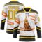 Custom White Yellow-Black Foodie Funny Pizza Hockey Lace Neck Jersey