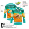 Custom Green Aqua Yellow-White Foodie Funny Hamberger Hockey Lace Neck Jersey
