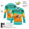 Custom Green Aqua Yellow-White Foodie Funny Hamberger Hockey Lace Neck Jersey