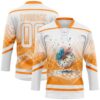 Custom White Bay Orange Foodie Funny Donuts Hockey Lace Neck Jersey