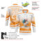 Custom White Bay Orange Foodie Funny Donuts Hockey Lace Neck Jersey
