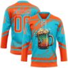 Custom Lakes Blue Orange-White Foodie Funny Beer Hockey Lace Neck Jersey