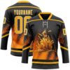 Custom Black Gold-White Foodie Funny Fries Hockey Lace Neck Jersey