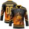 Custom Black Gold-White Foodie Funny Fries Hockey Lace Neck Jersey