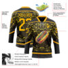 Custom Black Gold-White Foodie Funny Hot Dog Hockey Lace Neck Jersey