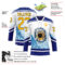 Custom Royal Gold Black-White Foodie Funny Beer Hockey Lace Neck Jersey