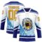 Custom Royal Gold Black-White Foodie Funny Beer Hockey Lace Neck Jersey