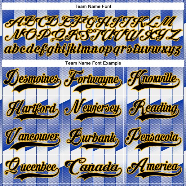 Custom White Black Thunder Blue-Gold Stripe Gradient Hockey Lace Neck Jersey