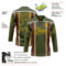 Custom Olive Brown Cream Gold-White Stripe Hockey Lace Neck Jersey