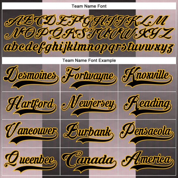 Custom Black Pink Gold-White Stripe Gradient Hockey Lace Neck Jersey