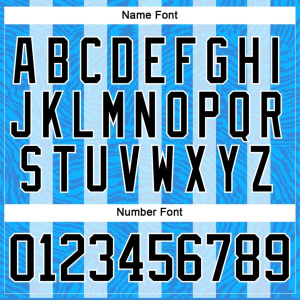 Custom Blue Black Powder Blue-White Stripe Hockey Lace Neck Jersey