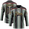 Custom Black Navy Green Red Gold-White Stripe Hockey Lace Neck Jersey