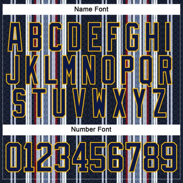 Custom Black Navy Red Gold-White Stripe Hockey Lace Neck Jersey