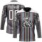 Custom Black White Red-Blue Stripe Hockey Lace Neck Jersey