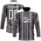 Custom Black White Red-Blue Stripe Hockey Lace Neck Jersey