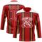 Custom Red Old Gold Black-White Stripe Hockey Lace Neck Jersey