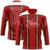 Custom Red Old Gold Black-White Stripe Hockey Lace Neck Jersey