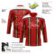 Custom Red Old Gold Black-White Stripe Hockey Lace Neck Jersey