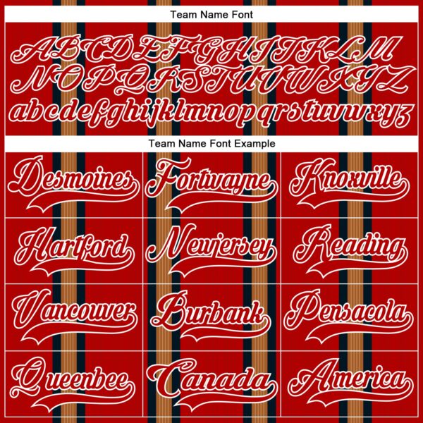 Custom Red Old Gold Black-White Stripe Hockey Lace Neck Jersey