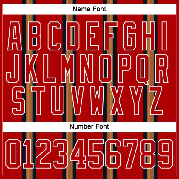 Custom Red Old Gold Black-White Stripe Hockey Lace Neck Jersey