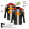 Custom Black Gold Cream-Red Stripe Hockey Lace Neck Jersey