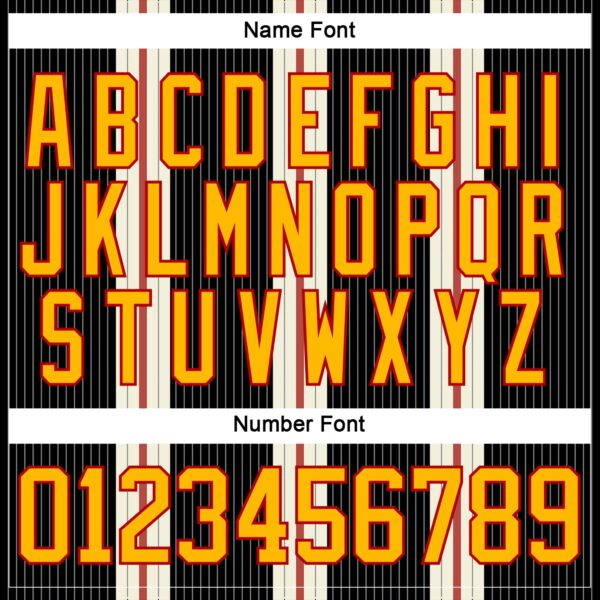 Custom Black Gold Cream-Red Stripe Hockey Lace Neck Jersey