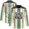 Custom Green White Cream Black-Red Stripe Hockey Lace Neck Jersey