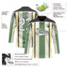 Custom Green White Cream Black-Red Stripe Hockey Lace Neck Jersey