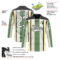 Custom Green White Cream Black-Red Stripe Hockey Lace Neck Jersey