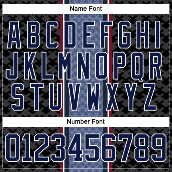 Custom Blue Navy Black Red-White Stripe Hockey Lace Neck Jersey