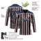 Custom Black Navy Red Cream-White Stripe Hockey Lace Neck Jersey