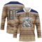 Custom Old Gold Steel Gray Red Cream-White Stripe Hockey Lace Neck Jersey