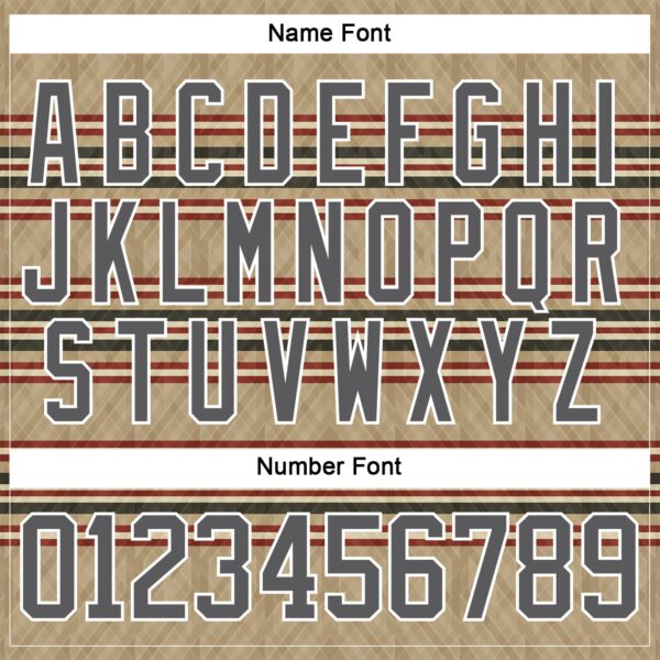 Custom Old Gold Steel Gray Red Cream-White Stripe Hockey Lace Neck Jersey