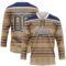 Custom Old Gold Steel Gray Red Cream-White Stripe Hockey Lace Neck Jersey