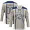 Custom Cream Steel Gray Navy-White Stripe Hockey Lace Neck Jersey