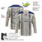 Custom Cream Steel Gray Navy-White Stripe Hockey Lace Neck Jersey
