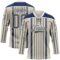Custom Cream Steel Gray Navy-White Stripe Hockey Lace Neck Jersey