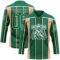 Custom Kelly Green Pink Yellow Black-White Stripe Hockey Lace Neck Jersey