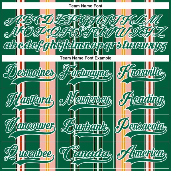 Custom Kelly Green Pink Yellow Black-White Stripe Hockey Lace Neck Jersey