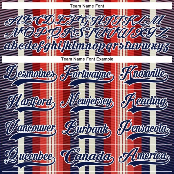 Custom Red Navy Cream-White Stripe Hockey Lace Neck Jersey