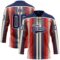 Custom Red Navy Cream-White Stripe Hockey Lace Neck Jersey