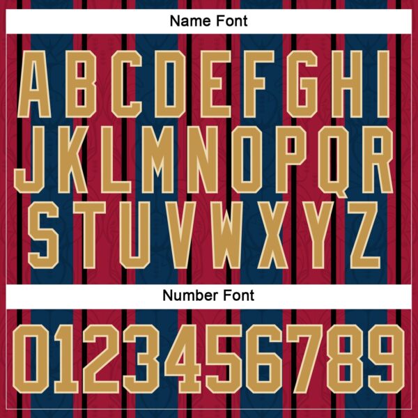 Custom Red Old Gold Navy White-Cream Stripe Hockey Lace Neck Jersey