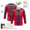 Custom Red Royal Black Gold-White Stripe Hockey Lace Neck Jersey