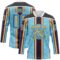 Custom Blue Powder Blue Black Red Gold-White Stripe Hockey Lace Neck Jersey