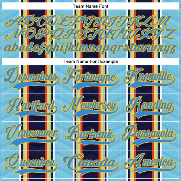 Custom Blue Powder Blue Black Red Gold-White Stripe Hockey Lace Neck Jersey