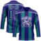 Custom Dark Purple Green-White Stripe Hockey Lace Neck Jersey