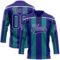Custom Dark Purple Green-White Stripe Hockey Lace Neck Jersey